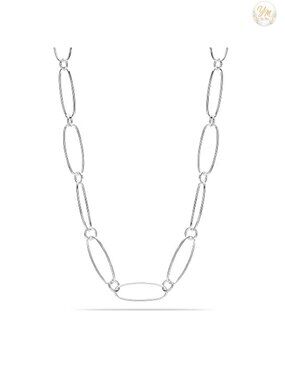 925 Sterling Silver Paperclip Link Chain Necklace for Women Anti-Tarnish 18in